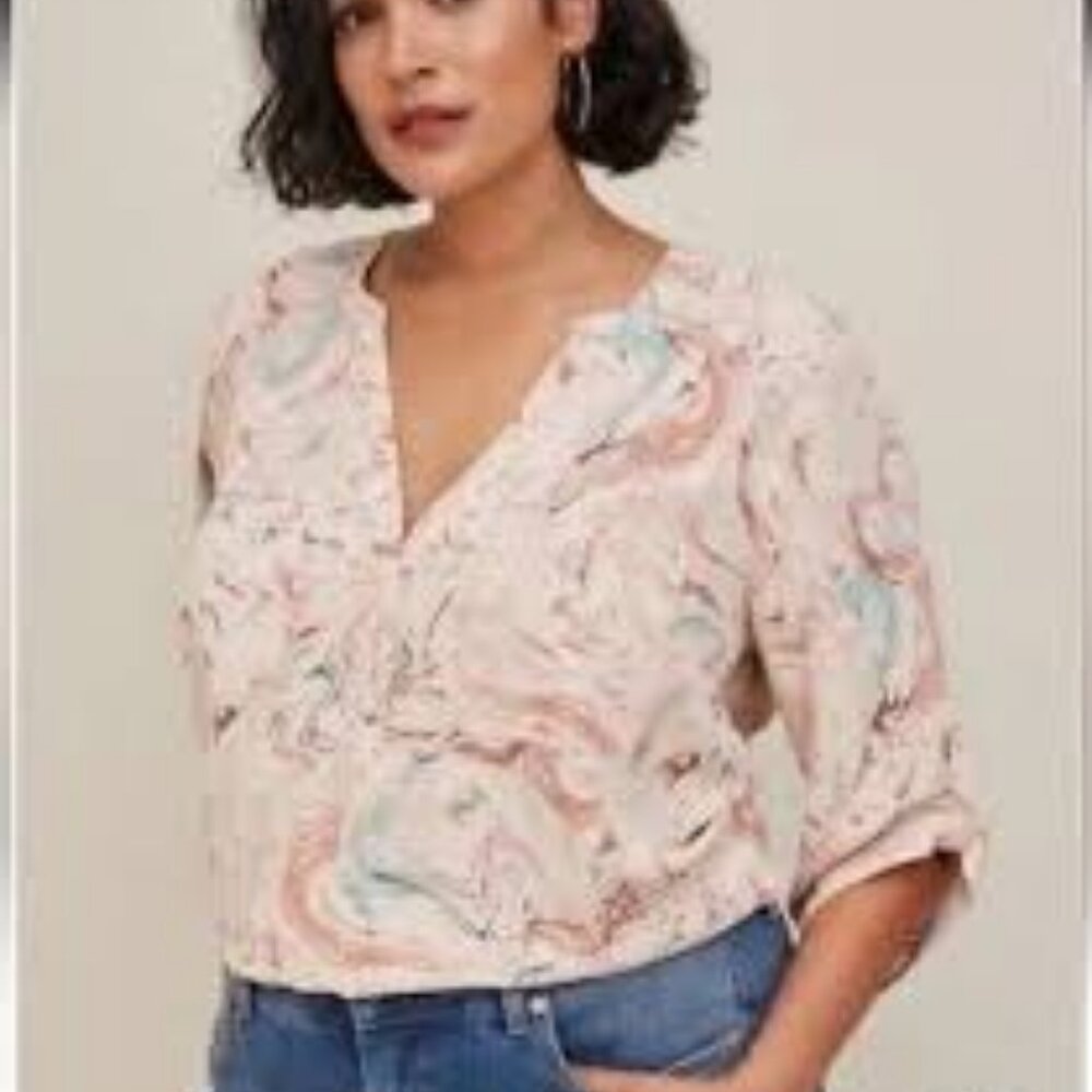 Torrid Harper Studio Crepe De Chine Pullover Top Womens Plus Roll Tab Size 2X